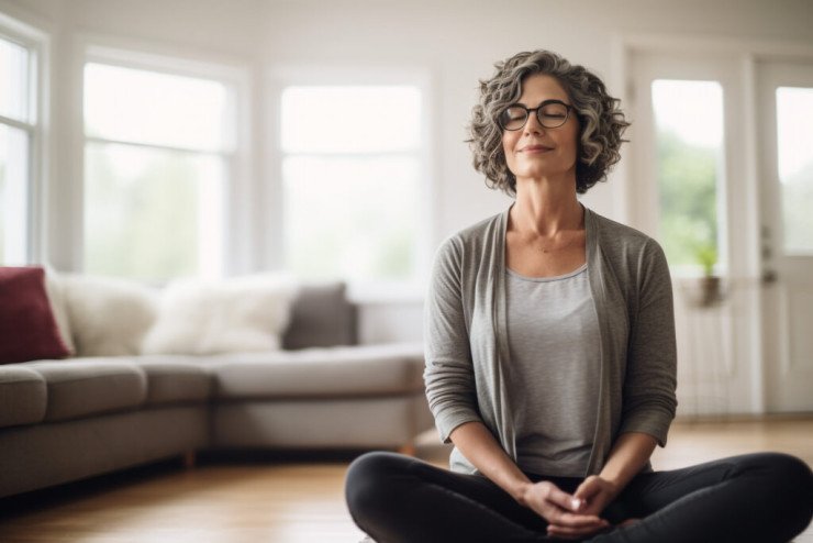 calm woman in house