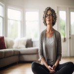 calm woman in house